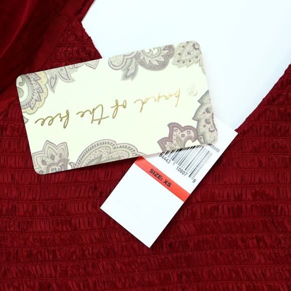 Band Of The Free Ruffle Smocked Crop Top XS Floral Red Puff Sleeve Boho Festival - Picture 10 of 11